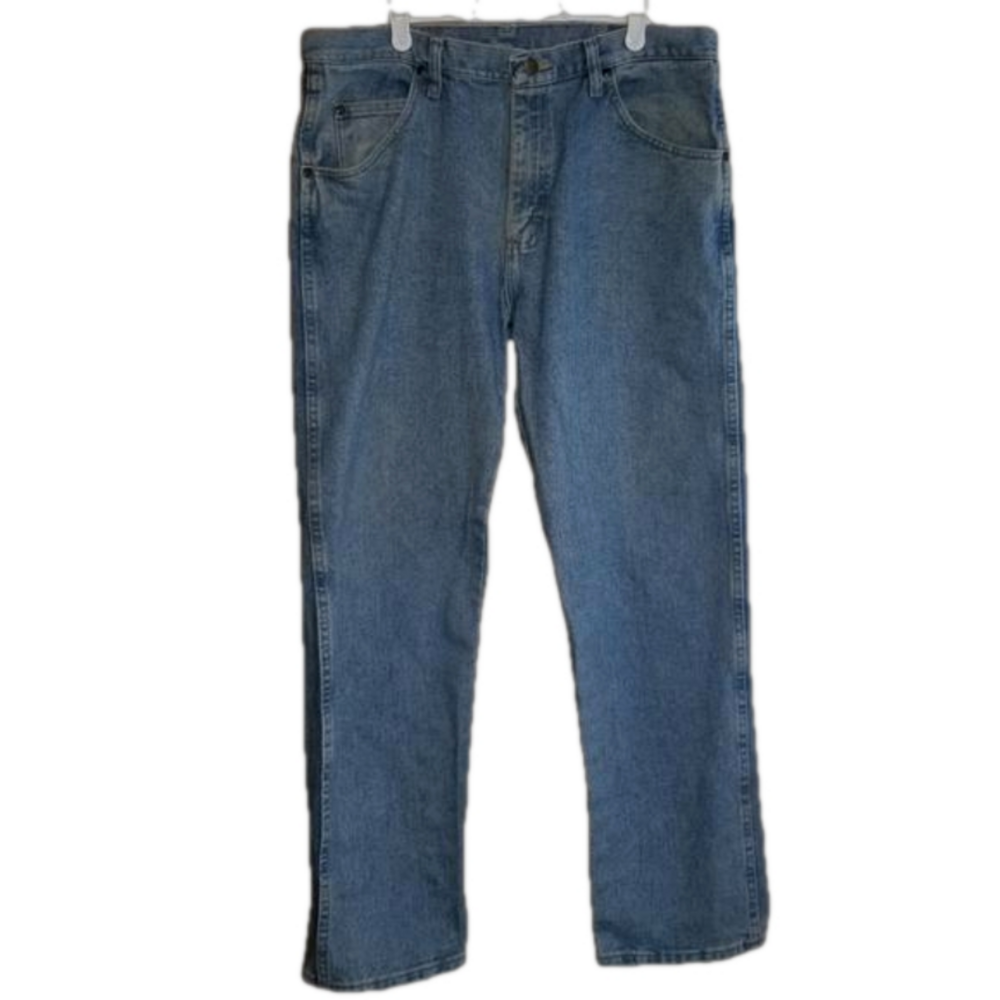 Wrangler Straight Leg Blue Jeans Label Reads 36x30